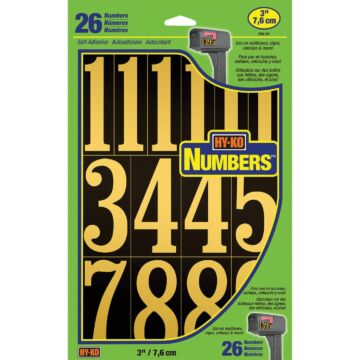 HY-KO Hy-Ko 3 In. Polyester Adhesive Number Set, 26 Numbers