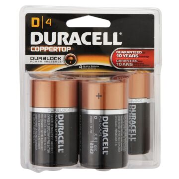 DuraCell CopperTop D Alkaline Battery (4-Pack)