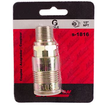 Milton High-Flow Air Coupler G-Style 1/2-in MNPT, 1/2-in flow size Steel Quick-connect Coupler Air Tool Fitting, 300 PSI/99 SCFM