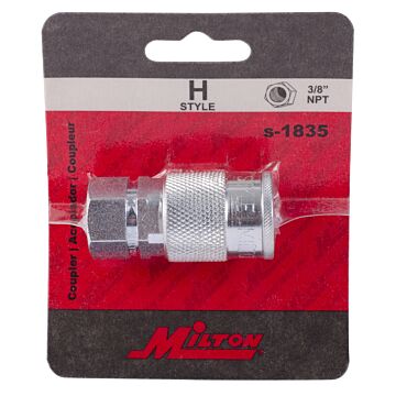 Milton Industrial Air Coupler Tool Fitting, H-style 3/8" FNPT Steel Air Tool Fitting - S-1835