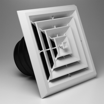 RectorSeal TRUaire Grille/Damper 81914 Ceiling Diffuser, Easy Installation, HVAC, 8X8 4 Way Grille/Damper Box 6,7,8"