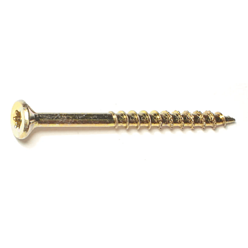 #8 x 2" Star Flat Head, Wood Screw, Yellow Zinc (Bulk Box 1 lb)