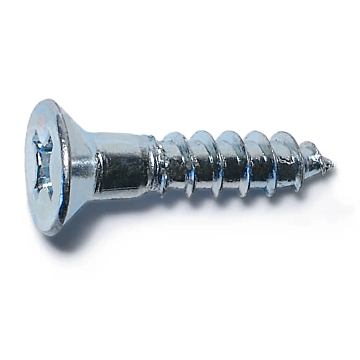 #12 x 1" Phillips Flat Head, Wood Screw, Zinc (Bulk Box 1 lb)