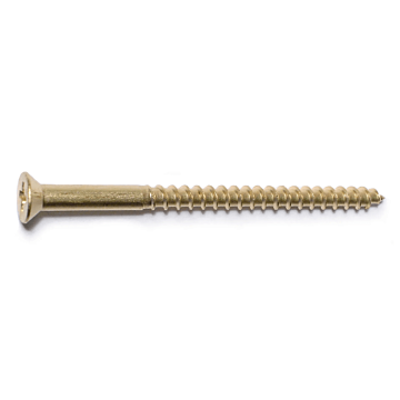 #8 x 2-1/2" Phillips Flat Head, Wood Screw, Brass (Bulk Box 1 lb)