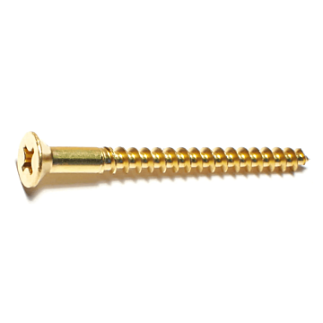 #12 x 2-1/2" Phillips Flat Head, Wood Screw, Brass (Bulk Box 1 lb)