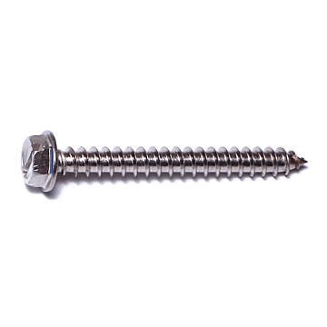 #8 x 1-1/2" Slotted Hex Washer Head, Sheet Metal Screw, Stainless Steel (Bulk Box 1 lb)