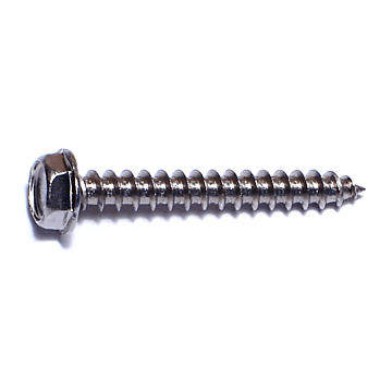 #10 x 1-1/2" Slotted Hex Washer Head, Sheet Metal Screw, Stainless Steel (Bulk Box 1 lb)