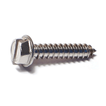 #12 x 1" Slotted Hex Washer Head, Sheet Metal Screw, Stainless Steel (Bulk Box 1 lb)