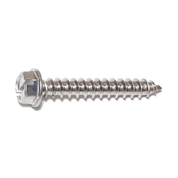 #12 x 1-1/2" Slotted Hex Washer Head, Sheet Metal Screw, Stainless Steel (Bulk Box 1 lb)