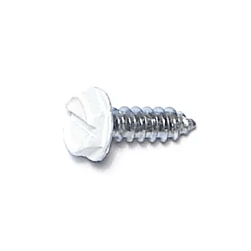 #7 x 1/2" Slotted Hex Washer Head, Gutter Screw, Zinc, White (Bulk Box 1 lb)