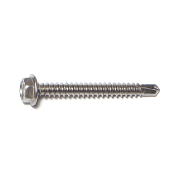 #8 x 1-1/2" Hex Washer Head, Self-Drilling Screw, Stainless Steel (Bulk Box 1 lb)