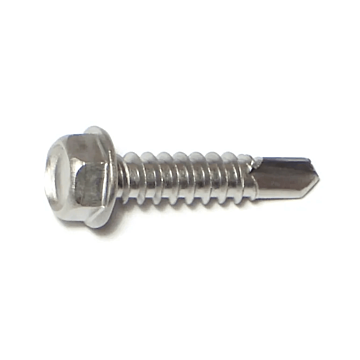 #12 x 1" Hex Washer Head, Self-Drilling Screw, Stainless Steel (Bulk Box 1 lb)