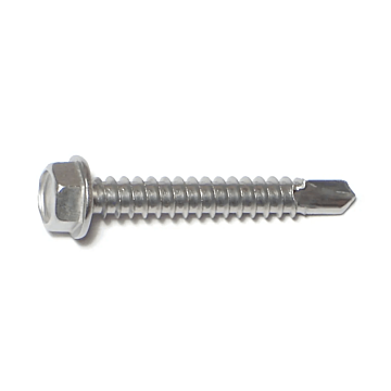 #12 x 1-1/2" Hex Washer Head, Self-Drilling Screw, Stainless Steel (Bulk Box 1 lb)