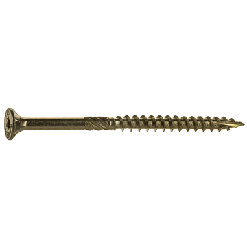 #12 x 3-1/2" Star Flat Head, Wood Screw, Yellow Zinc (Bulk Box 1 lb)
