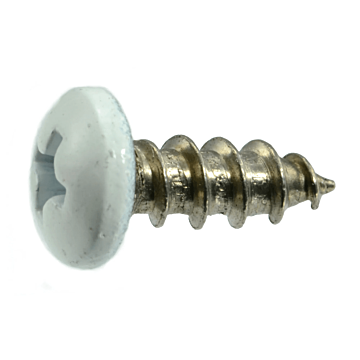 #10 x 1/2" Phillips Pan Head, Shutter Screw, Stainless Steel, White (Bulk Box 1 lb)