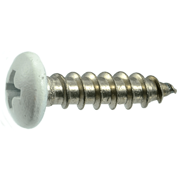 #10 x 3/4" Phillips Pan Head, Shutter Screw, Stainless Steel, White (Bulk Box 1 lb)