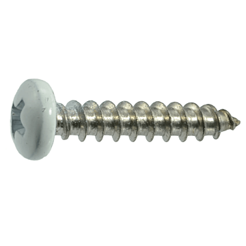 #10 x 1" Phillips Pan Head, Shutter Screw, Stainless Steel, White (Bulk Box 1 lb)