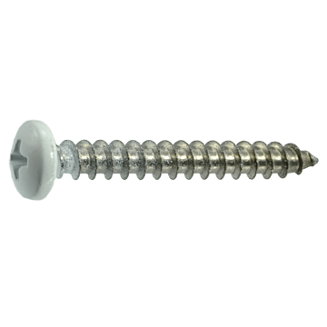 #10 x 1" Phillips Pan Head, Shutter Screw, Stainless Steel, White (Bulk Box 1 lb)