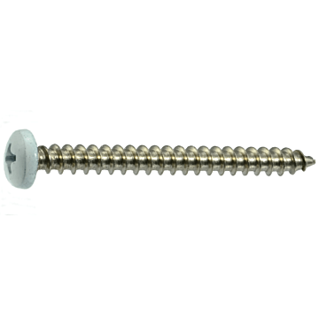 #10 x 2" Phillips Pan Head, Shutter Screw, Stainless Steel, White (Bulk Box 1 lb)