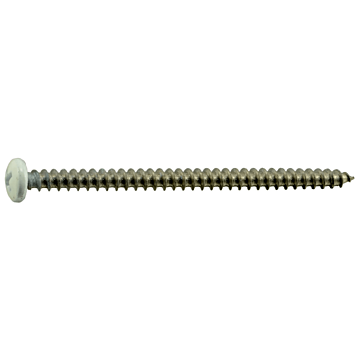 #10 x 3" Phillips Pan Head, Shutter Screw, Stainless Steel, White (Bulk Box 1 lb)