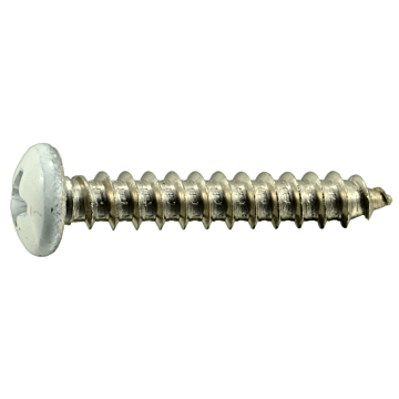 #8 x 1" Phillips Pan Head, Sheet Metal Screw, Stainless Steel, White (Bulk Box 1 lb)
