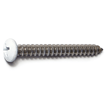 #8 x 1-1/2" Phillips Pan Head, Sheet Metal Screw, Stainless Steel, White (Bulk Box 1 lb)