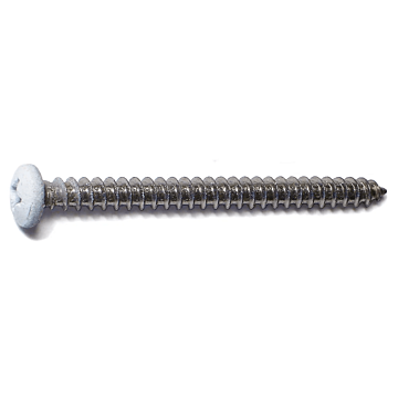 #8 x 2" Phillips Pan Head, Sheet Metal Screw, Stainless Steel, White (Bulk Box 1 lb)