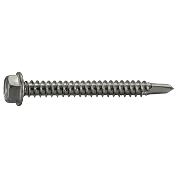 #12 x 2" Hex Washer Head, Self-Drilling Screw, Stainless Steel (Bulk Box 1 lb)