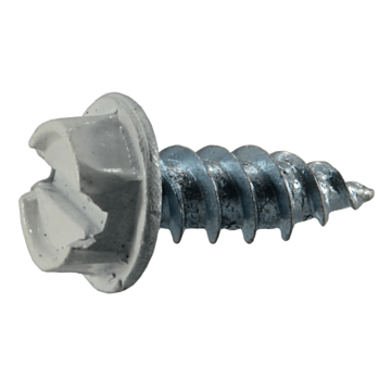 #8 x 1/2" Slotted Hex Washer Head, Gutter Screw, Zinc, White (Bulk Box 1 lb)