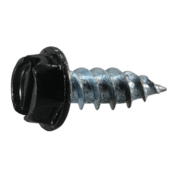 #8 x 1/2" Slotted Hex Washer Head, Gutter Screw, Zinc, Black (Bulk Box 1 lb)