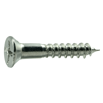 #8 x 1" Phillips Flat Head, Wood Screw, Zinc (Bulk Box 15 pk)