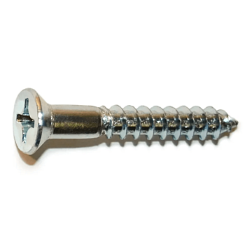 #12 x 1-1/2" Phillips Flat Head, Wood Screw, Zinc (Bulk Box 6 pk)