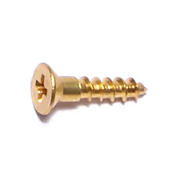 #4 x 1/2" Phillips Flat Head, Wood Screw, Brass (Bulk Box 10 pk)