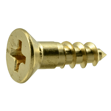 #6 x 1/2" Phillips Flat Head, Wood Screw, Brass (Bulk Box 10 pk)