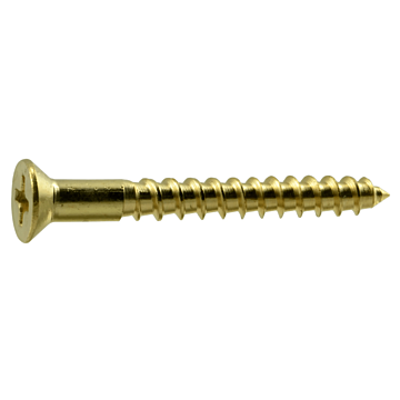 #6 x 1-1/4" Phillips Flat Head, Wood Screw, Brass (Bulk Box 4 pk)