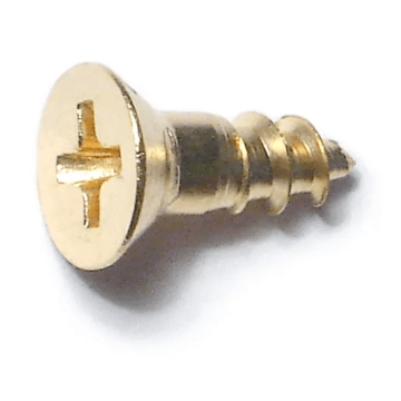 #8 x 1/2" Phillips Flat Head, Wood Screw, Brass (Bulk Box 8 pk)
