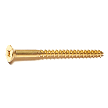 #10 x 2-1/2" Phillips Flat Head, Wood Screw, Brass (Bulk Box 2 pk)