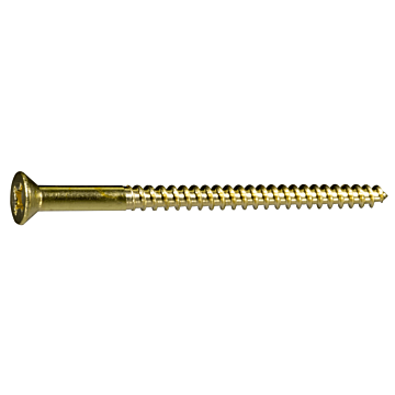 #10 x 3" Phillips Flat Head, Wood Screw, Brass (Bulk Box 2 pk)