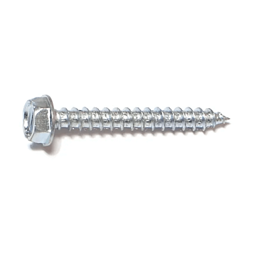 #10 x 1-1/2" Slotted Hex Washer Head, Sheet Metal Screw, Zinc (Bulk Box 5 pk)