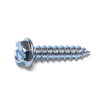 #12 x 1" Slotted Hex Washer Head, Sheet Metal Screw, Zinc (Bulk Box 6 pk)