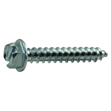 #14 x 1-1/2" Slotted Hex Washer Head, Sheet Metal Screw, Zinc (Bulk Box 3 pk)