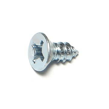 #12 x 1/2" Phillips Flat Head, Sheet Metal Screw, Zinc (Bulk Box 10 pk)