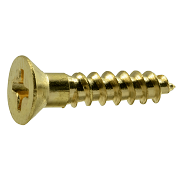 #7 x 3/4" Phillips Flat Head, Wood Screw, Brass (Bulk Box 5 pk)