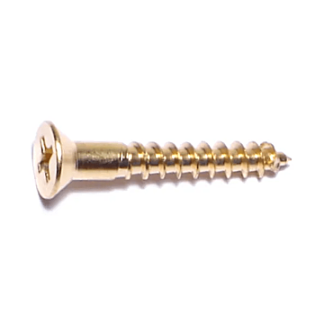 #7 x 1" Phillips Flat Head, Wood Screw, Brass (Bulk Box 4 pk)