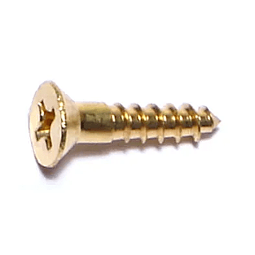 #6 x 5/8" Phillips Flat Head, Wood Screw, Brass (Bulk Box 8 pk)