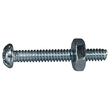 6-32 x 1" Combo Round Head, Machine Screw, Zinc (Bulk Box 8 pc)