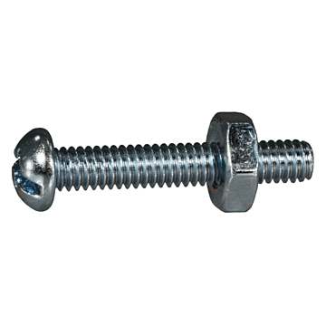 8-32 x 1" Combo Round Head, Machine Screw, Zinc (Bulk Box 8 pc)
