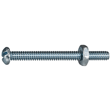 10-24 x 2" Combo Round Head, Machine Screw, Zinc (Bulk Box 4 pc)