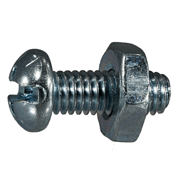10-32 x 1/2" Combo Round Head, Machine Screw, Zinc (Bulk Box 10 pc)