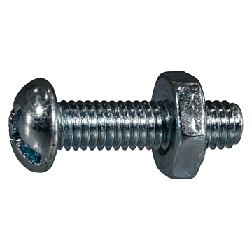 10-32 x 3/4" Combo Round Head, Machine Screw, Zinc (Bulk Box 10 pc)